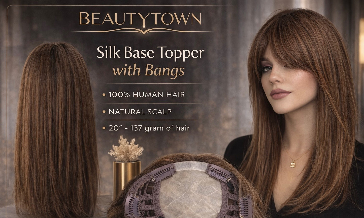 Premium silk Base Topper with Bangs