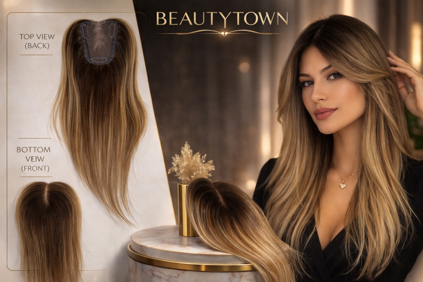 Clip-in hair topper/ brown dirty blond