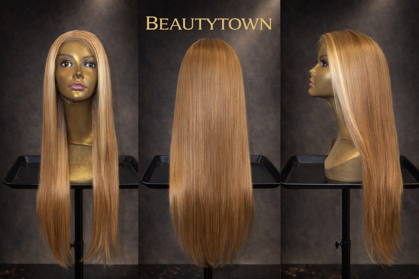 Sleek honey-blonde lace front wig