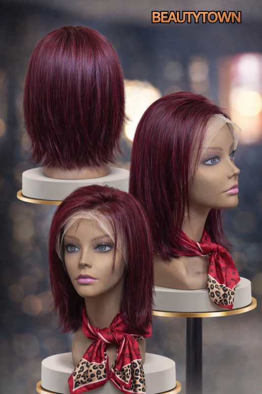 Layered Burgundy lace Bob Wig