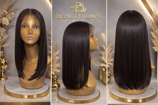 Sleek jet-black straight wig