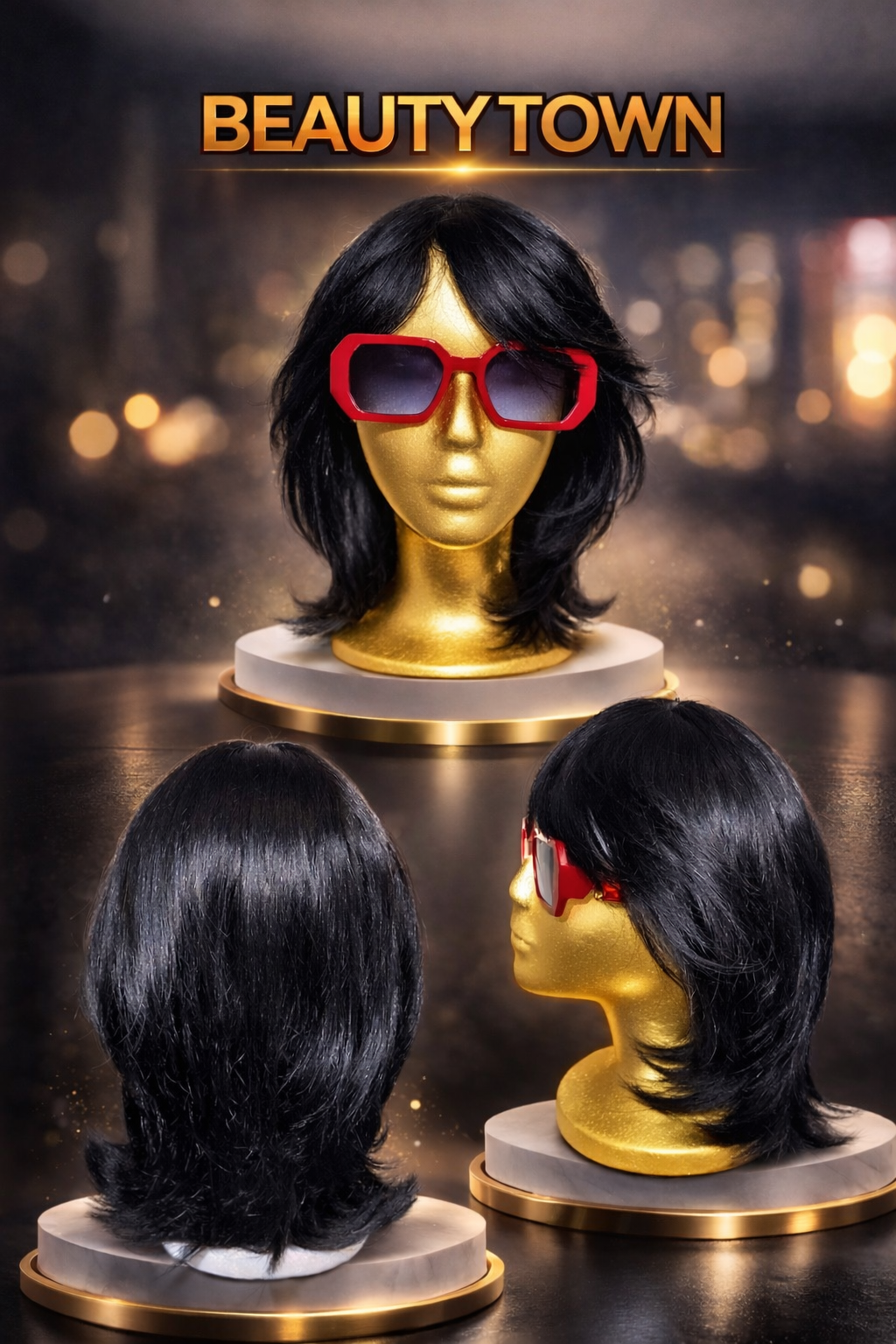 Luxury black layered wig