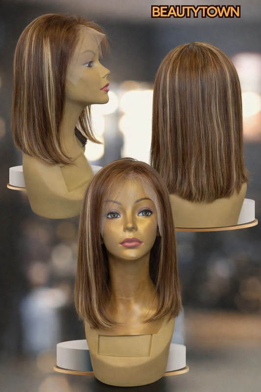Lace natural bob cut light brown with honey highlight